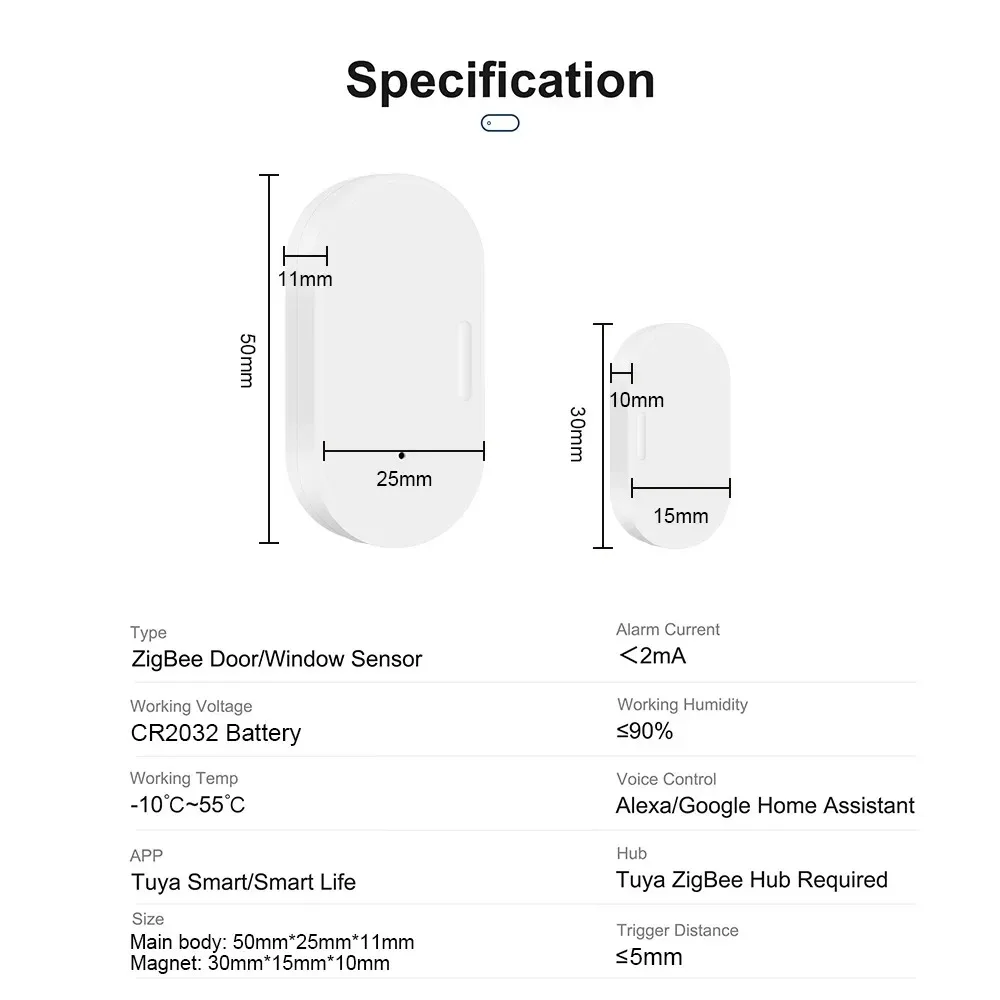 Tuya Zigbee Door Window Sensor Gateway Hub Water Leak Detector Pir Motion Sensor