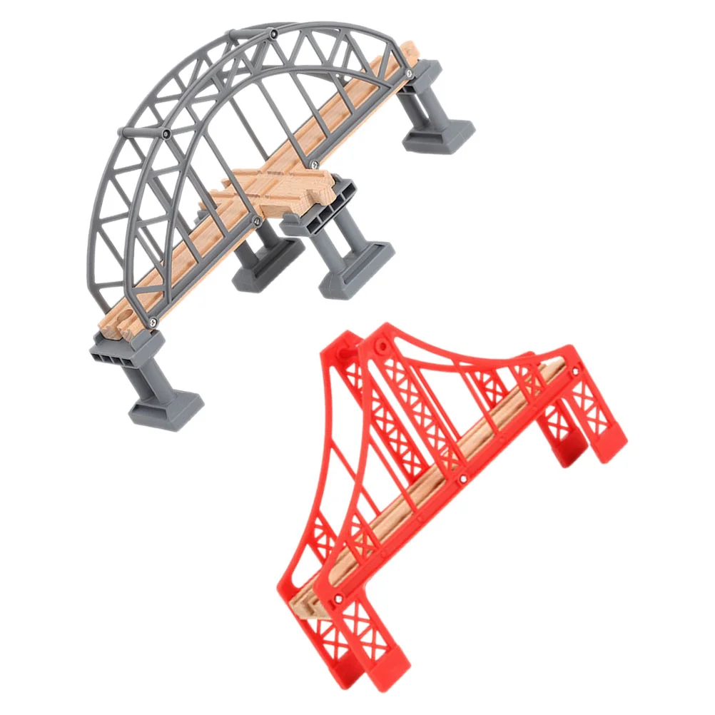 2 Pcs Train Bridge Model Railway Track Playthings Scene Layout Prop Cross Supplies Little