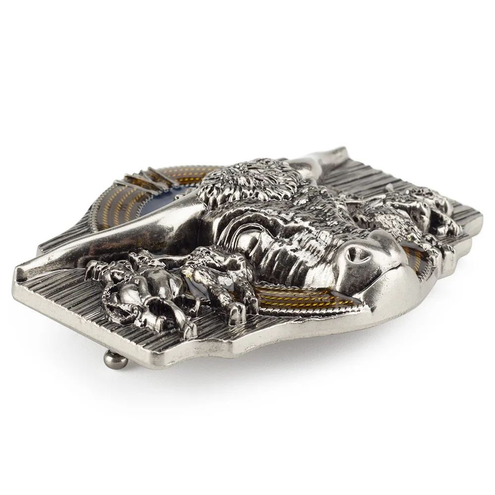 バイソンヘッドベルトバックル3.8cm,レトロなカウボーイスタイル