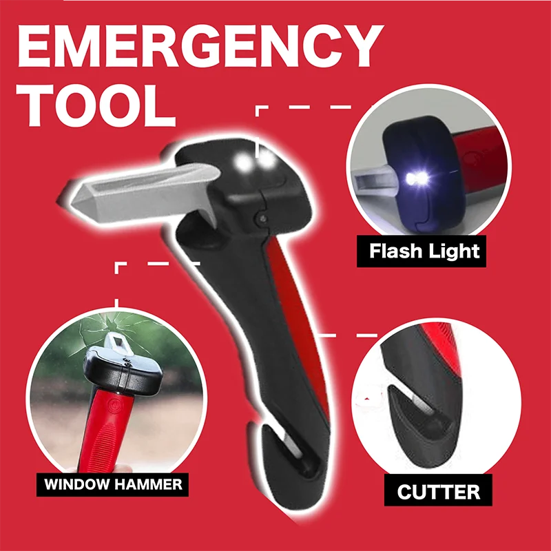 Car Assistant Support Handle Multi-function Safety Door Aider Handles Assist Hammer Bar Parts Window Breaker With LED