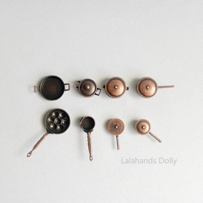 Dollhouse Mini Metal Pot Kitchenware Food Play Model Set for Dollhouse Furniture Decor Accessories 2