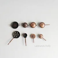 Dollhouse Mini Metal Pot Kitchenware Food Play Model Set for Dollhouse Furniture Decor Accessories 2