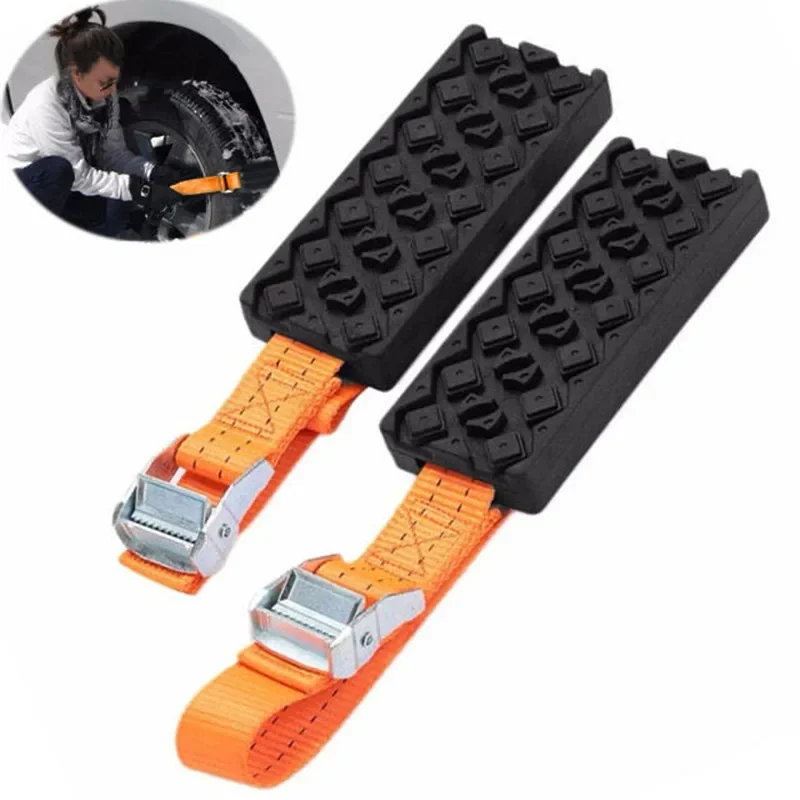1/2/4PCS Durable PU Winter Car Tire Snow Anti-Skid Chains Car Tire Traction Blocks Emergency Snow Mud Sand Chain Straps