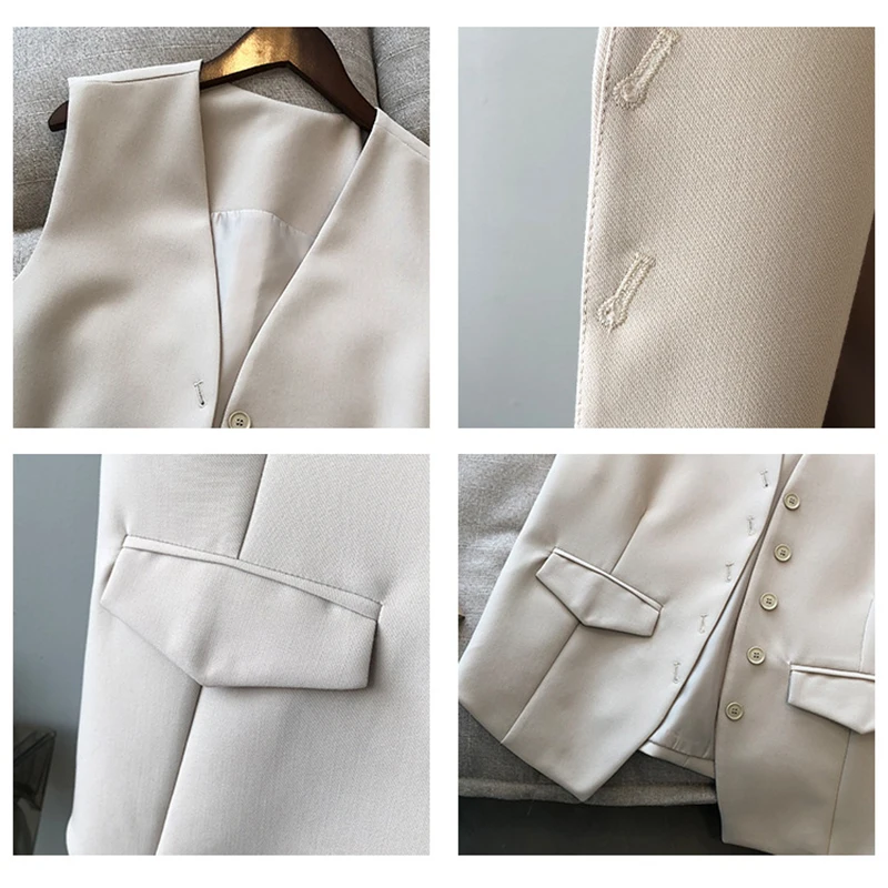 QOERLIN Streetwear Casual Women Blazer Vest Solid Single-Breasted Sleeveless Cardigan Outwear Suit Coat 2022 New Spring Autumn