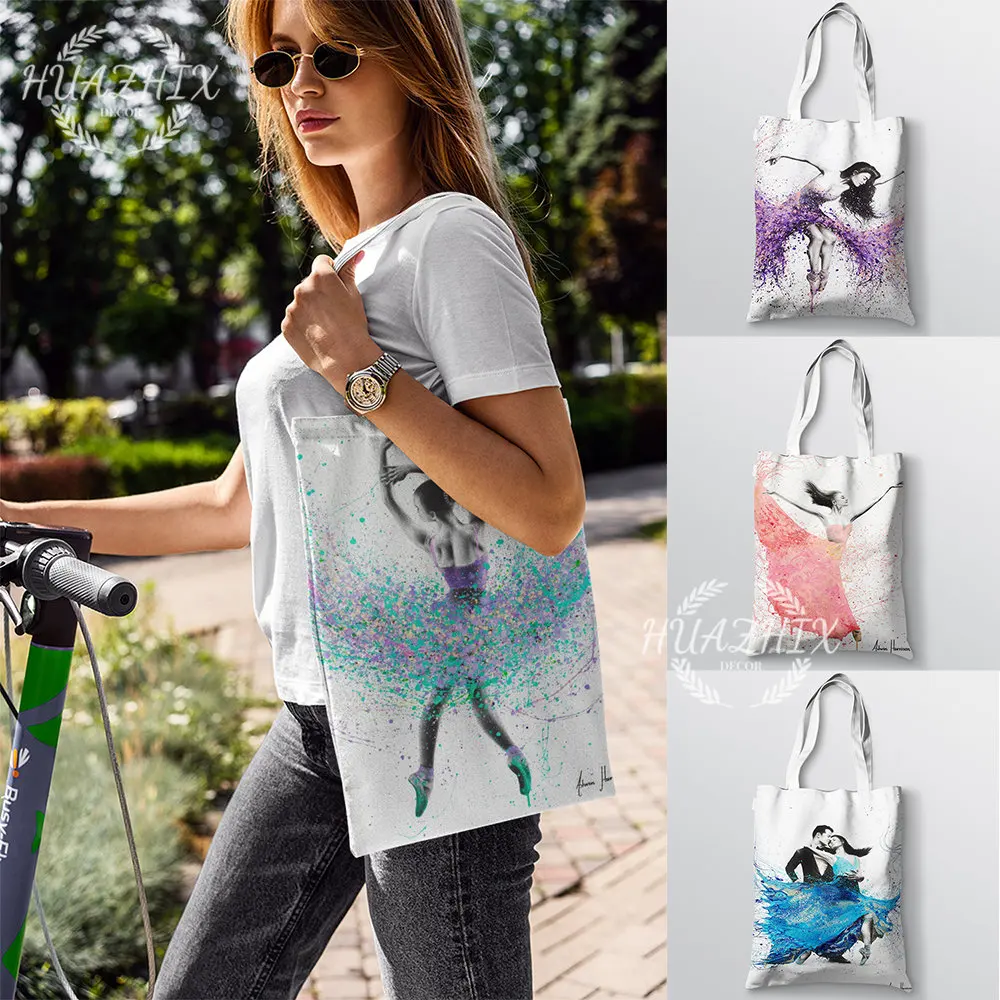 

Watercolor Ballet Dancer Shoulder Bag Abstract Graffiti Art Women Tote Bag for Girl Shopping Children School Bag Storage Bags