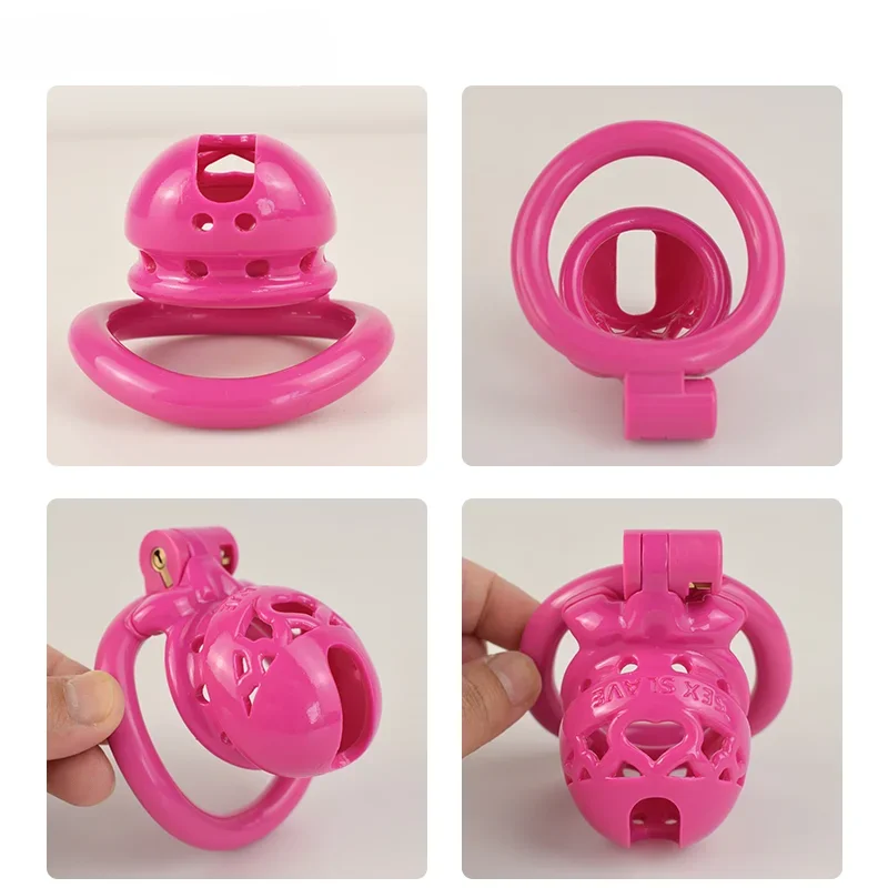 Lightweight 3D Resin Chastity Cage Device with 4 Penis Rings Long Time Wearable Bondage Gear BDSM Anti-cheat Sex Toys for Men