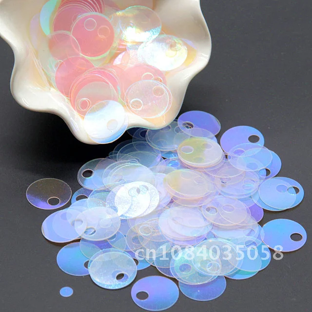 

AB Transparent Sequins 20mm Large Round Loose Sequin with Big Hole PVC FlatPaillettes Wedding Decor Craft Garments Accessory 10g