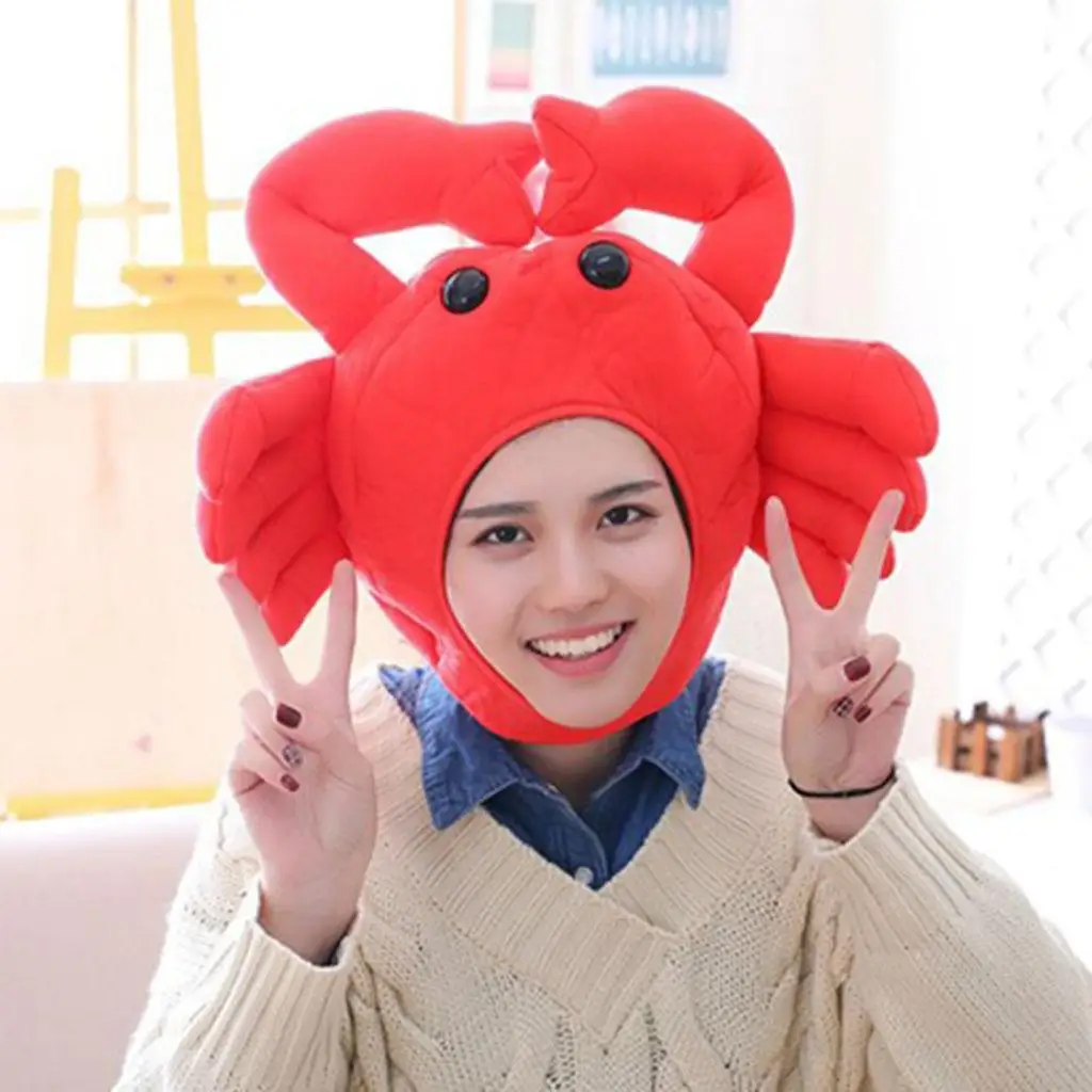 Funny Plush Crab Hat Cartoon Animal Hat Party Costume Accessories