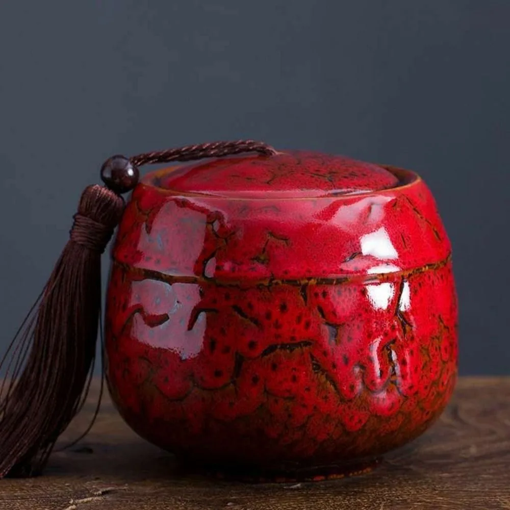 Ceramics Tea Can Vintage Kiln Transformation Tea Storage Household Sealed Jar tea canister ceramic storage jar airtight container