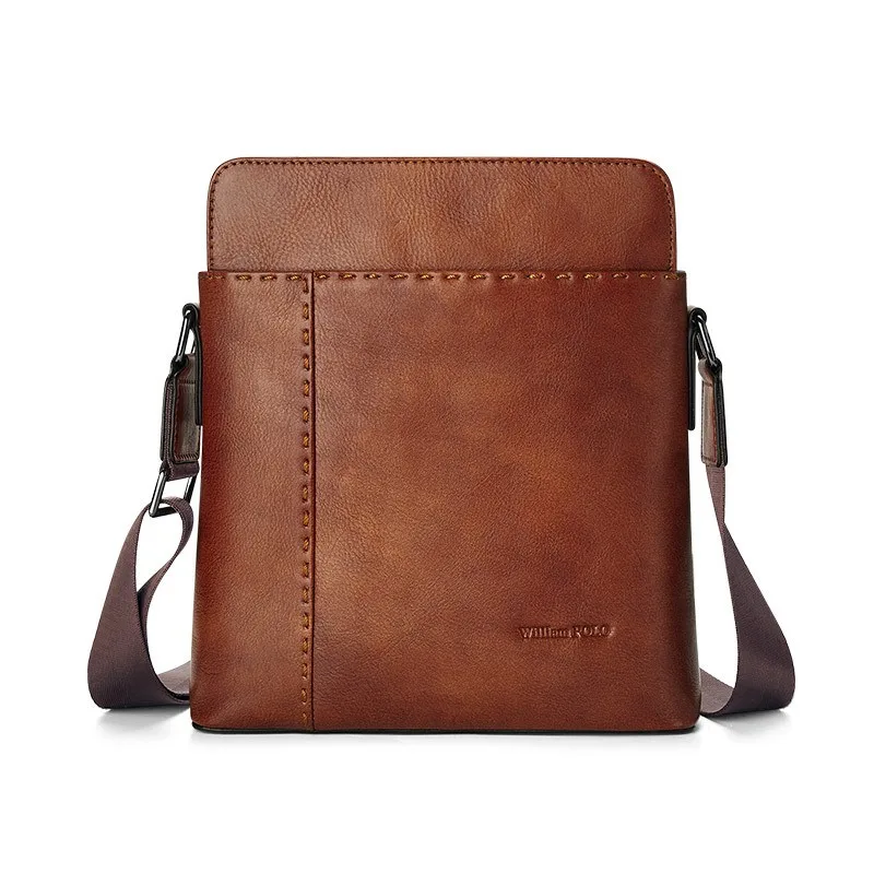 Genuine Leather Daily Casual Shoulder Bag for Men Small Dark Brown Vintage Messenger Bag Men's New Fashion Design Sling Bags