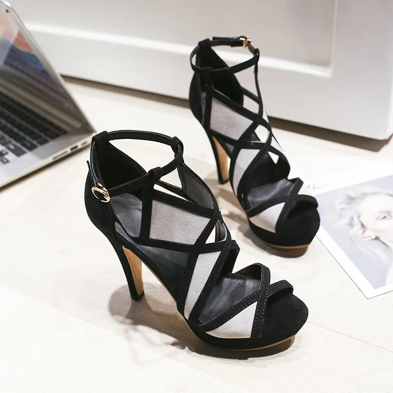 Sandals 2023 Summer Super High Heels Thin Heels  Fish Mouth Color Matching Waterproof Platform Dinner Single Shoes Large