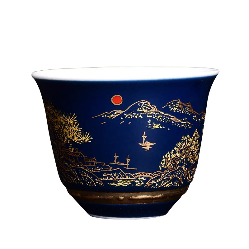 Chinese Blue and white porcelain Tea Cups Anti Scaling Handmade Tea Bowl Imperial court Style luxury tea cup Single Cup set