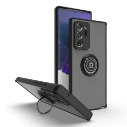 Magnetic Matte Phone Case with Ring Bracket Stand - Note20 UItra (Black)
