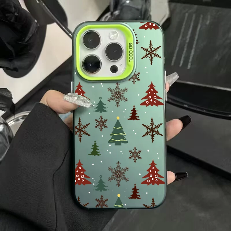 Funda IMD plateada electrochapada estilo navideño con copos de nieve de invierno para iPhone 16 15 14 11 12 13 Pro Max 7 8 Plus X XS XR