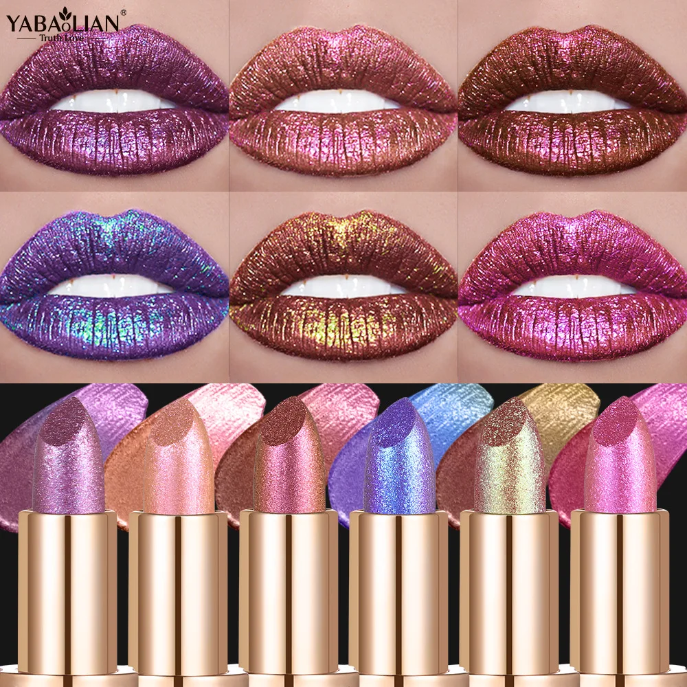 Lipstick Metallic Violet Chameleon Color Changing Matte Glitter Diamond Waterproof Pearl Shine Lip Gloss Sexy Makeup