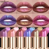 Metallic Violet Chameleon Lipstick Color Changing Matte Glitter Diamond Lipstick Waterproof Pearl Shine Lip Gloss Sexy Makeup