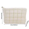 Women Cosmetic Pouch Cotton Padded Quilted Makeup Pouch Large Capacity Makeup Organizer Tote Bag Solid Color Cosmetic Handbags 5