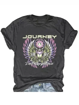 Journey Don't Stop Believin' 1981 Women's Tee - Retro Rock Band Graphic, Casual Vintage Top 1