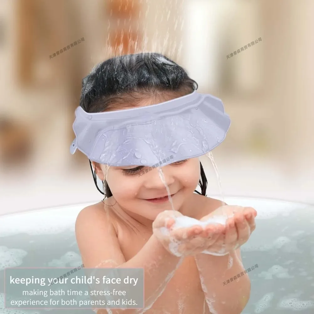 Adjustable Waterproof Shower Cap for Kids Soft Eye Protection Bath Hat for Children Baby Toddler Hair Washing Cover Safe Design