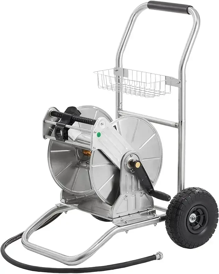 

Giraffe Tools Stainless Steel Reel, Hose Reel Cart With Wheels, Heavy Duty Water Hose Reel, 150-Feet 5/8" Hose Capacity
