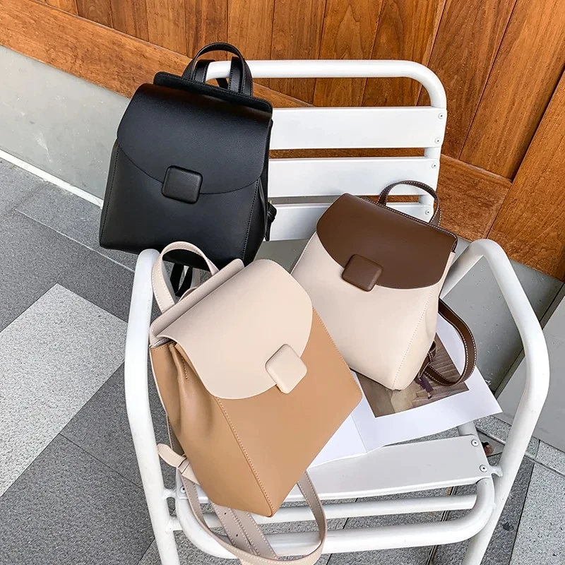 2024 New Luxury Fashion Women's Leather Backpack For Ladies Girls Cowhide Knapsack Shoulder Bag Female Packsack High Quality