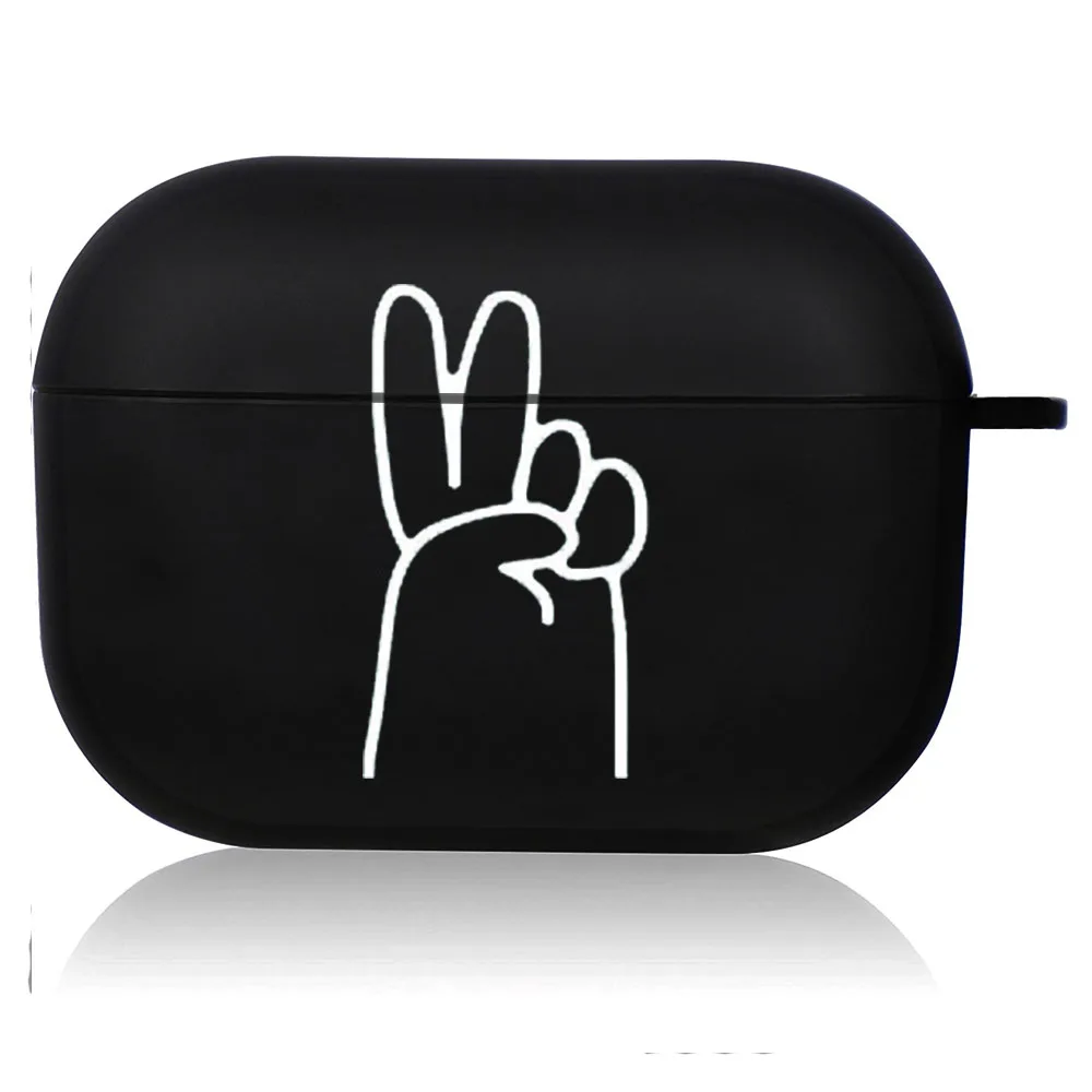Creative Line Art Black Airpod Case - Cute Cartoon Design