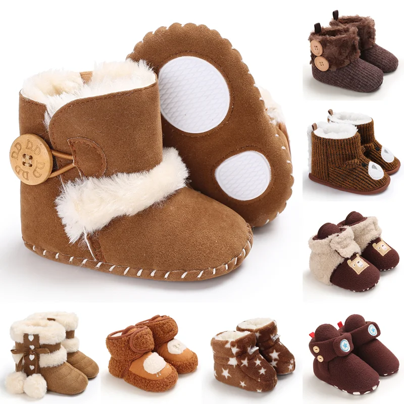 VALEN SINA Winter Baby Cute Shoes Brown Boy Girl Walk Boots Boys Ankle Shoes Toddlers Comfort Soft Newborns Warm Knitted Booties