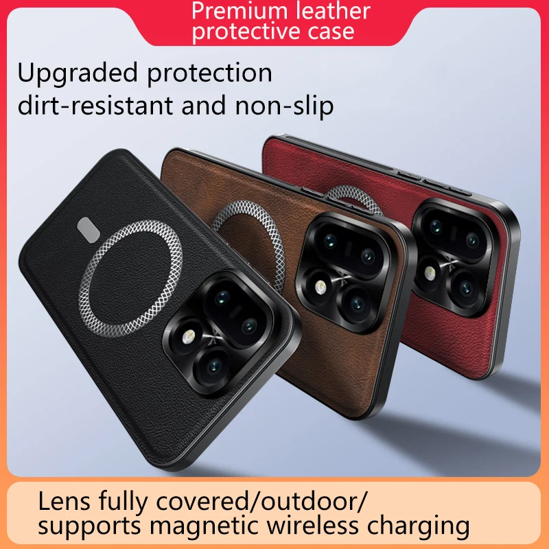 Magnetic Leather Soft Shockproof Phone Case with Mag-Safe and Full Metal Camera Protector