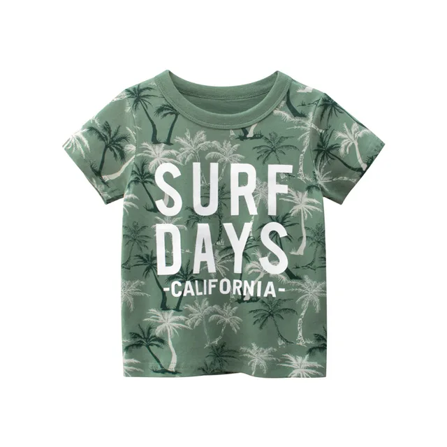 2022 Summer Boys T Shirt Cartoon Dinosaur Baby T-shirts Short Sleeves Full Print Children Clothing Cotton Kids Clothes Tee Tops E