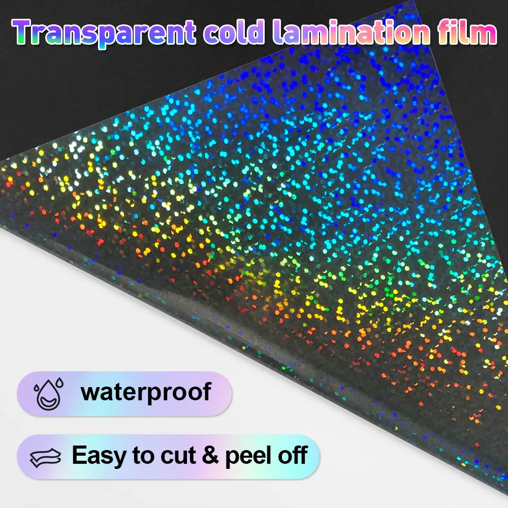 Holographic Cold Lamination Film Sheets - A4 Transparent Waterproof PET Stickers (10 Pack)