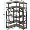 7-Shelf Corner Bookshelf, Large Modern Corner Bookcase, Tall L-Shaped Corner Shelf Stand Display Rack with Storage 2
