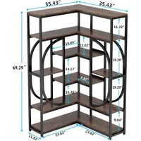 7-Shelf Corner Bookshelf, Large Modern Corner Bookcase, Tall L-Shaped Corner Shelf Stand Display Rack with Storage 2
