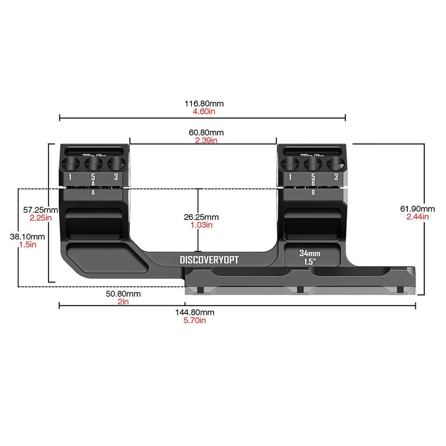 Discoverer 34MM/30MM Rigid Precision Scope Mount 20MOA Picatinny Mount Designed One Piece High Precision Clamp 1.5 Inch Height rifle scope mount