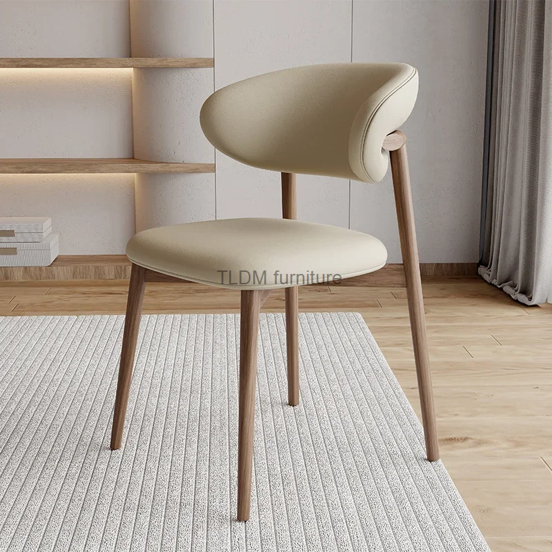 

Обеденные стулья из белой кожи, роскошный деревянный дизайнерский обеденный стул, игровой скандинавский стул для спальни, мебель для столовой