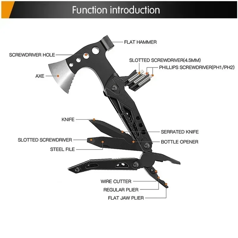 Multifunctional Axe Survival Axe Portable Fold Pliers Pocket Knife Pliers MultiTool Camping Ax Hammer Outdoor Escape Tool 5