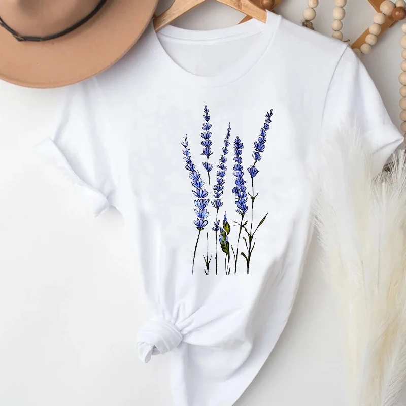 

T-shirts Women Floral Printing Flower Spring Summer Kawaii Fashion Clothes Stylish T Tshirt Top Lady Print Girl Tee T-Shirt