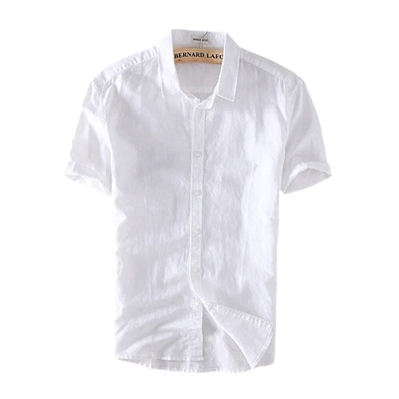 Men Cotton Linen Short Sleeve Shirt Casual Oversize Solid Turn-Down Collar Summer Vacation For casual short sleeved shirt linen shirt short sleeved shirt button down shirt