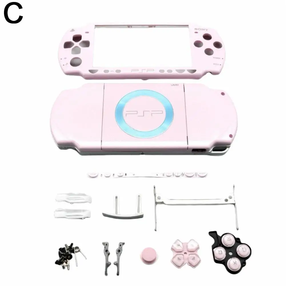 Clear Pink Full Housing Shell Cover With Buttons & Screws For PSP