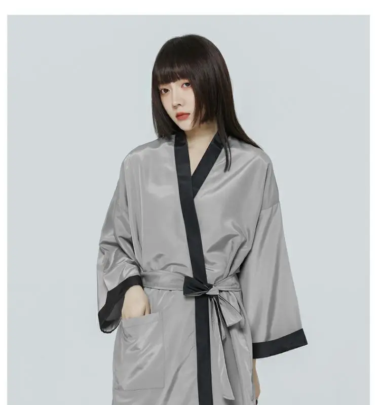 Abito da salone per clienti, mantella, parrucchiere, servizio clienti, taglio dei capelli, grembiule, tessuto avvolgente, tintura per capelli, stile kimono, fornitura spa - immagine 4