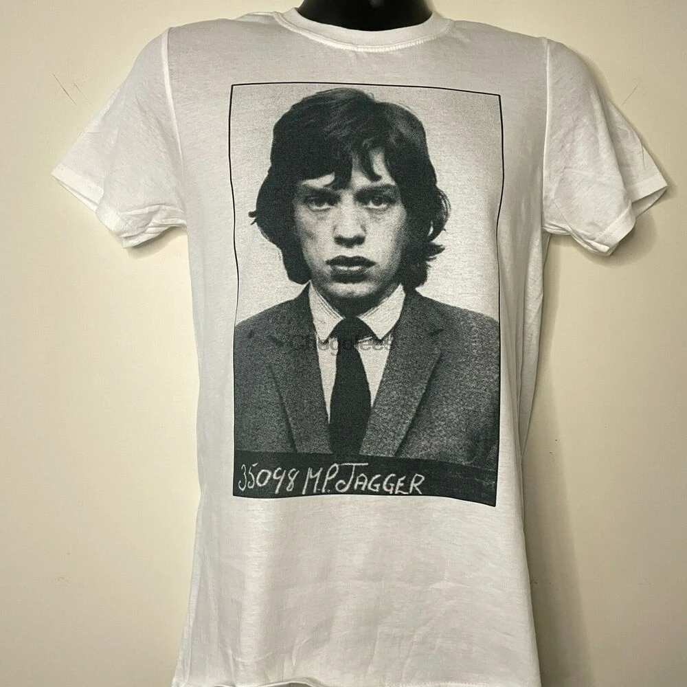 Винтажная Футболка Mick Jagger 60s m ug shot mugshot в стиле ретро с камнями Размеры s M L XL XX |