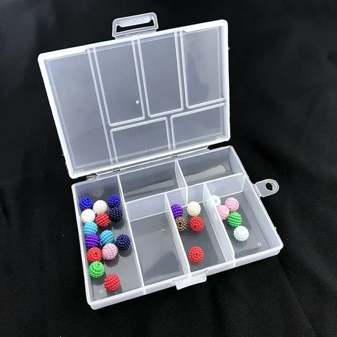 

1pc 12cmx8cmx1.7cm Transparent Rectangle 6 Grids Storage Boxes For Buttons Beads Medicine Containers Case