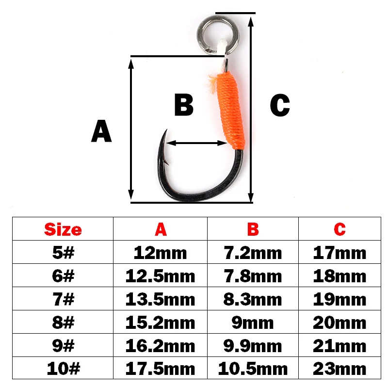 OUTKIT 10 stücke Angeln Locken Hardbait Haken DIY Angeln Cast Jigs Unterstützen Haken Stacheldraht Einzel Jig Haken Pesca High Carbon stahl – Detail 2