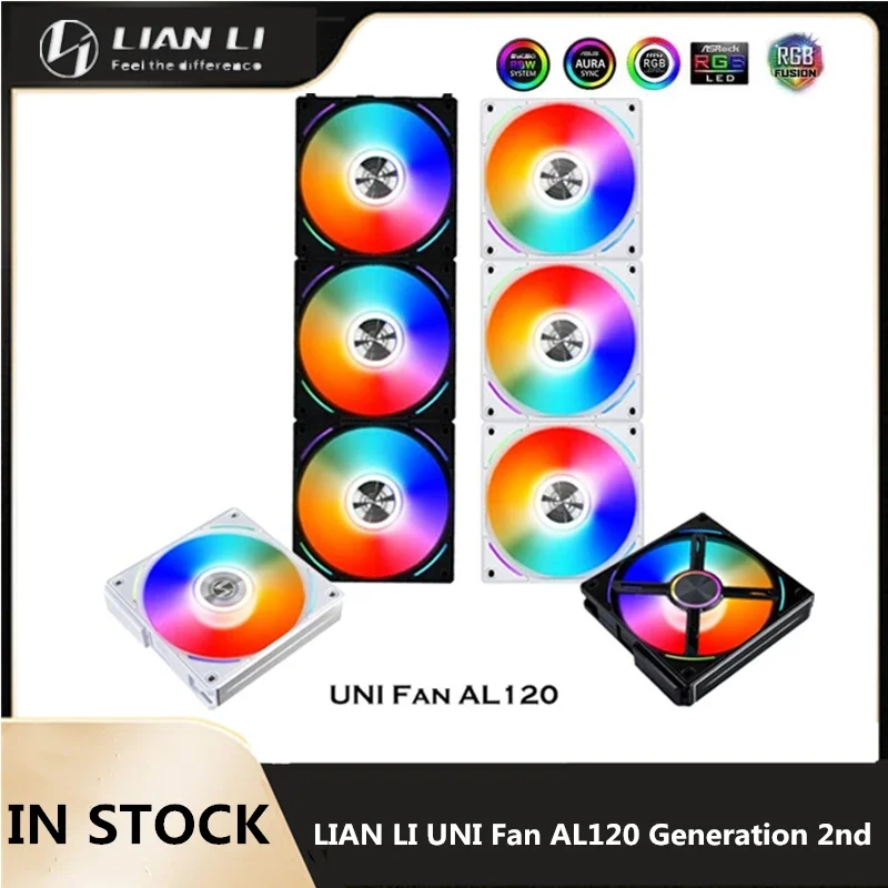 LIAN LI UNI FAN SL120, PC Case Modular RGB Fan Kit, 12cm 120/140mm Cable  Free Software Smart PWM Control M/B 5V ARGB Black/White