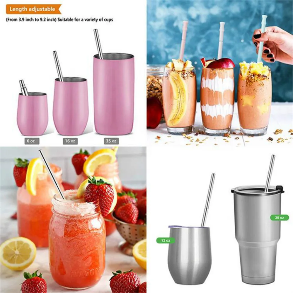 Reusable Telescopic Straw 304 Stainless Steel Metal Straw With Cleaning Brush Portable Drinking Straw Set For Travel With Case images - 6