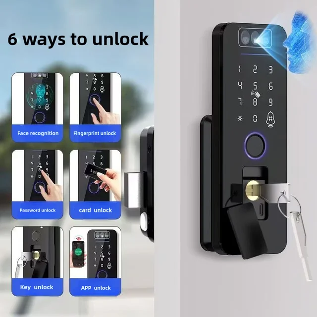 Waterproof 3D Face Recognition Outdoor Gate Fingerprint Lock Tuya WiFI App Passcode Rfid Card Keyless Electronic Smart Door Lock 2
