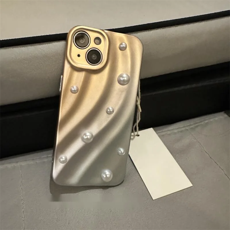 Faltige Perle Mädchen Herz Herbst/Winter Luxus Geeignet für iPhone 15 Telefon Fall 14 Pro Personalisierte 12 Vielseitig 11/13_voghion.com