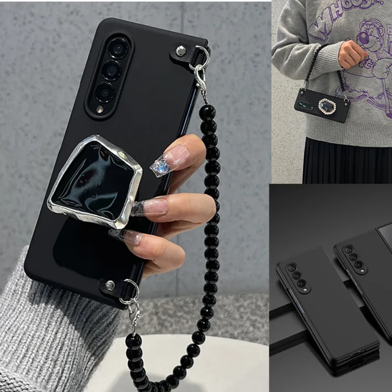 Braccialetto Di Moda Coreano Jewel Fold Stand Tote Bag Custodia Per Telefono Per Samsung Galaxy Z Fold 5 Custodia Per Galaxy Z Folfold3 2 1
