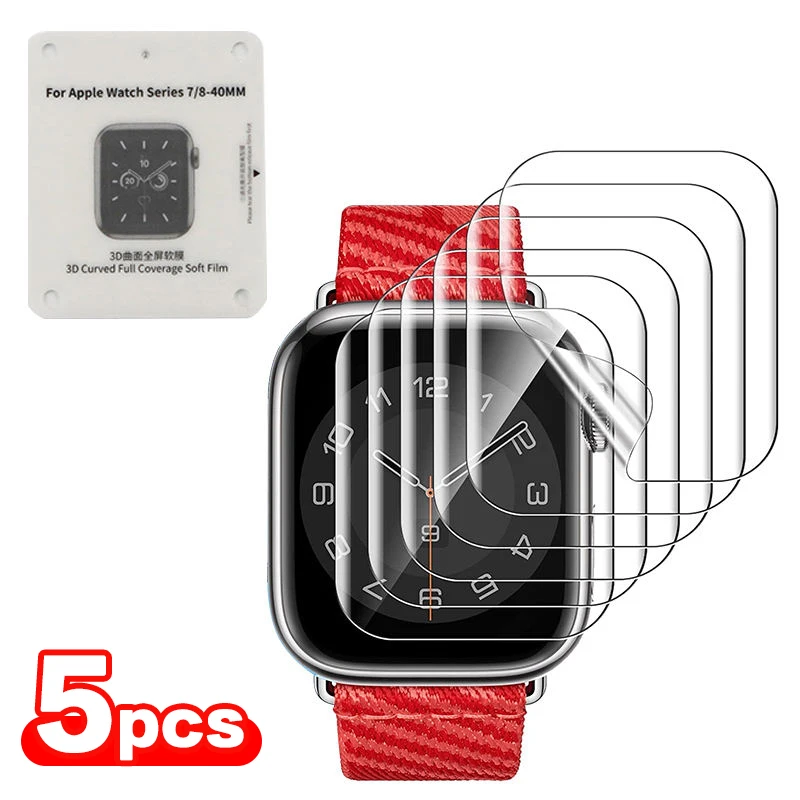 

5PCS Hydrogel Film for Apple Watch 9 5 6 SE 3 2 1 40MM 44MM 42MM 38MM Screen Protector for Apple Watch Ultra 49MM 7 8 41MM 45MM