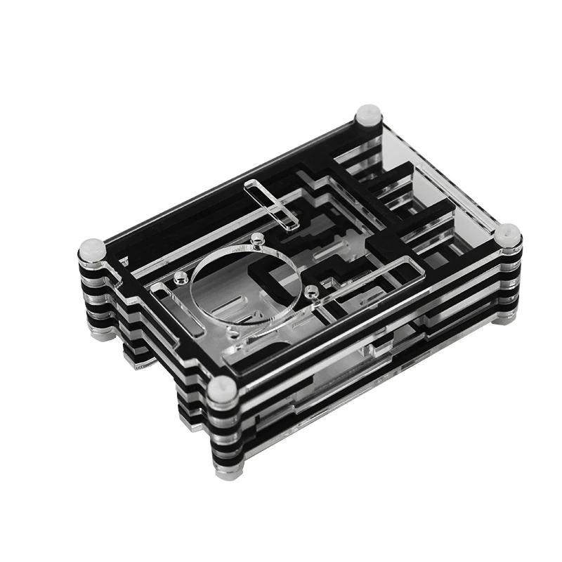 Acrylic Multi-Layer Case with CPU Cooling Fan and Metal Screws - Clear Cover