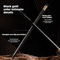NUSIGN 10-Pack Black Gold Solid Wood Pencils for Students & Advanced Sketching Artists School Office Fashion Stationery Gifts 4